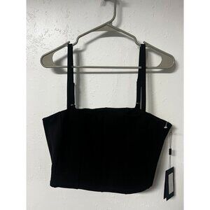 11 HONORE CROP TANKTOP WOMEN PLUS SIZE 1 BLACK Plus Size Crop Top Stretchy